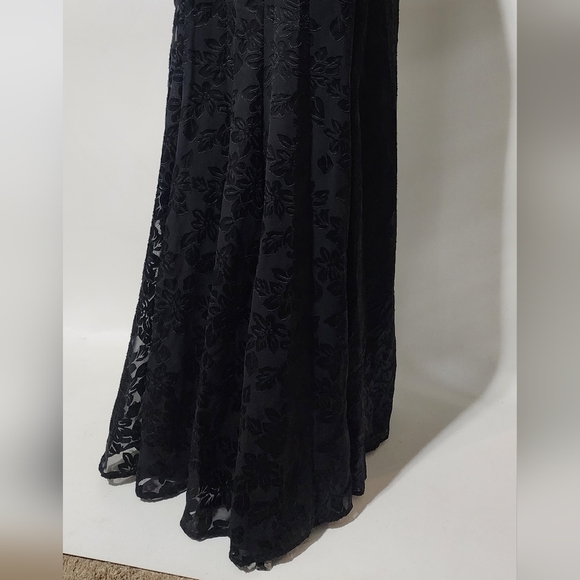 Vintage 90s rhapsody black floral long classy dress - Picture 6 of 12